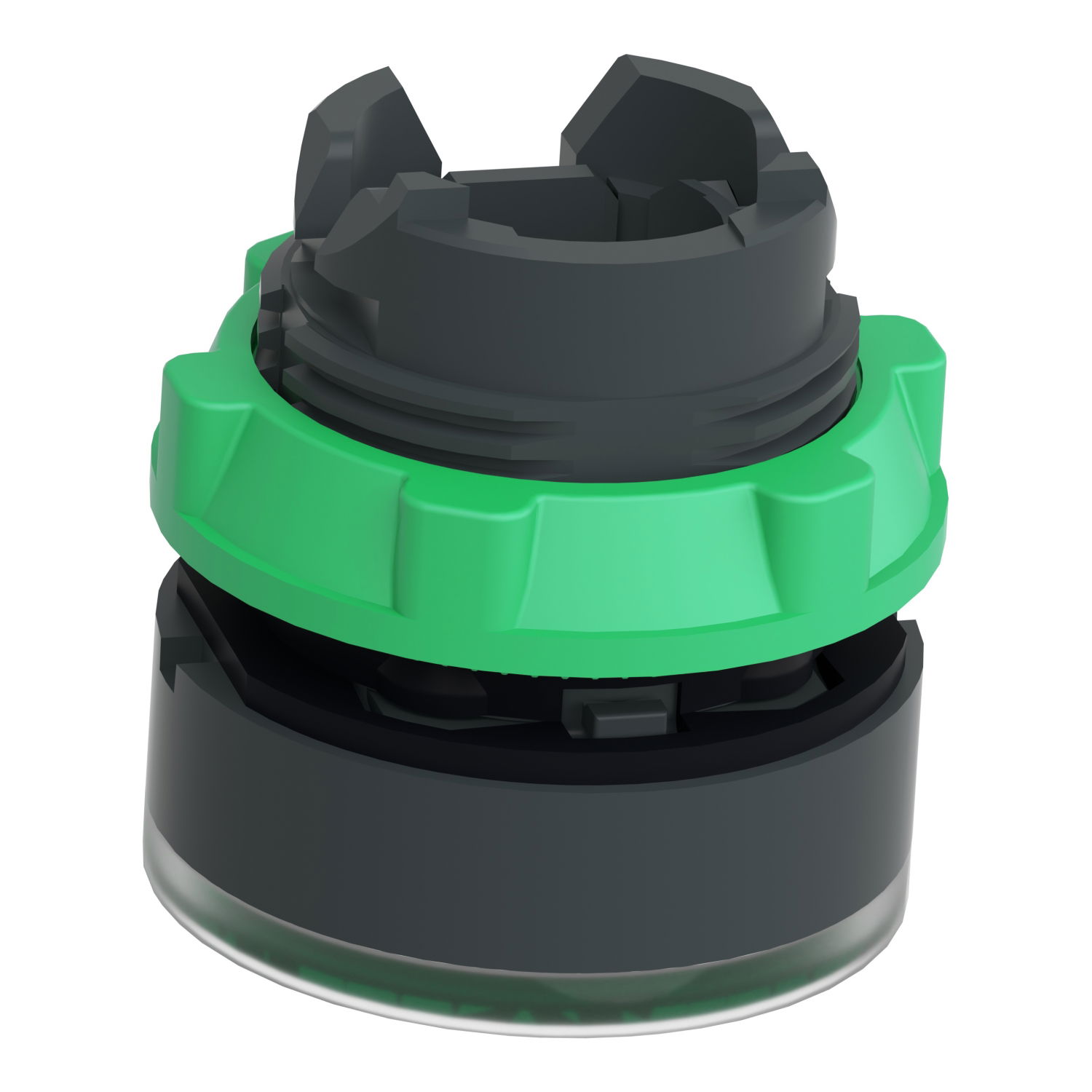 Head for illuminated push button, Harmony XB5, plastic, green flush, 22mm, universal LED, for insetion of legend – Image 5 of 9