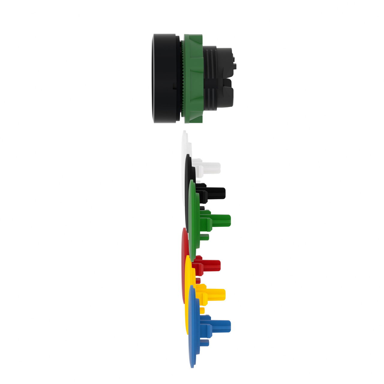 Flush pushbutton head Ø22 spring return with 6 coloured caps unmarked – Image 7 of 9