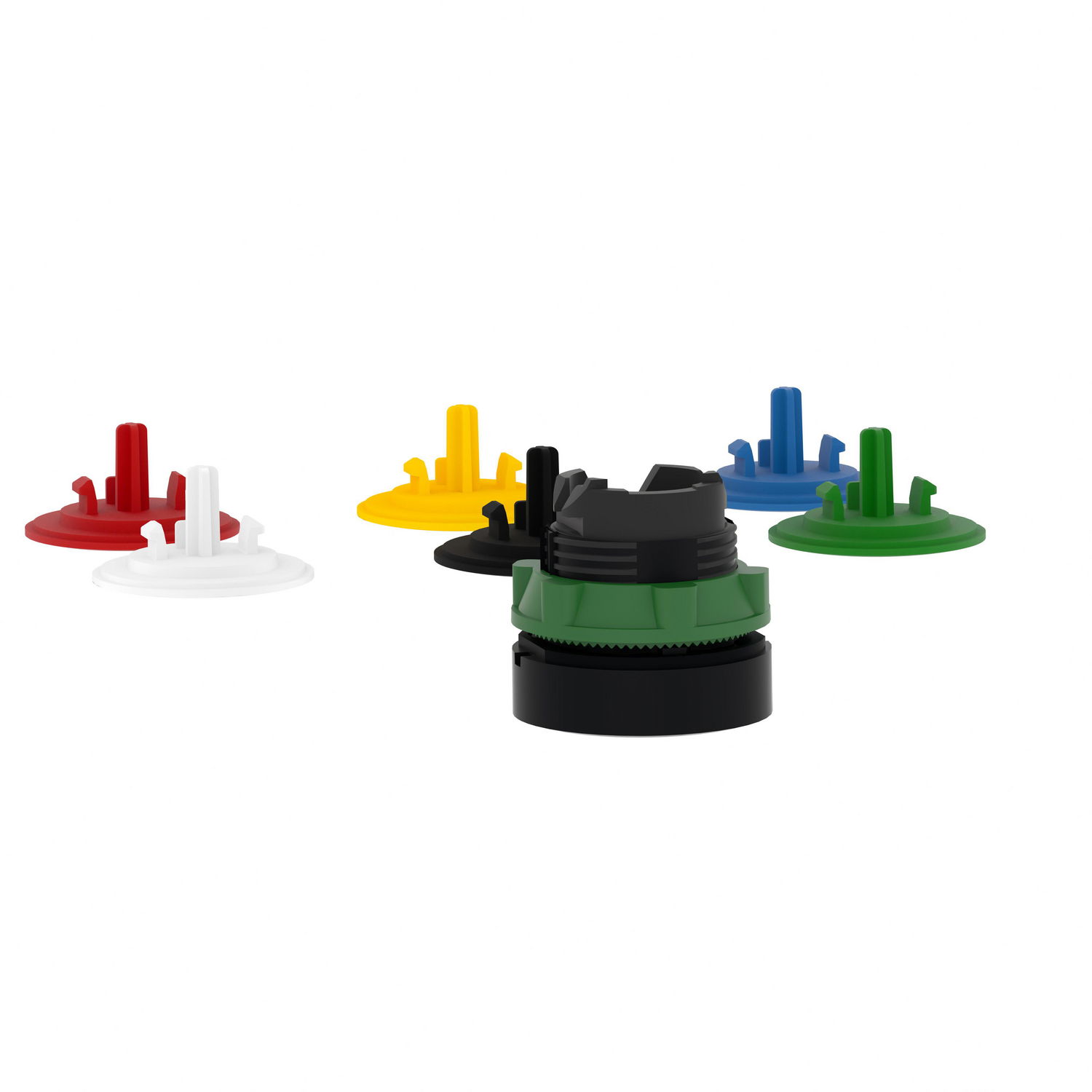 Flush pushbutton head Ø22 spring return with 6 coloured caps unmarked – Image 5 of 9