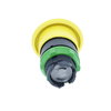 Mushroom push button head Ø40, plastic, yellow, Ø22, spring return