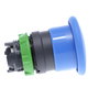 Mushroom push button head Ø40, plastic, blue, Ø22, spring return