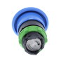 Mushroom push button head Ø40, plastic, blue, Ø22, spring return