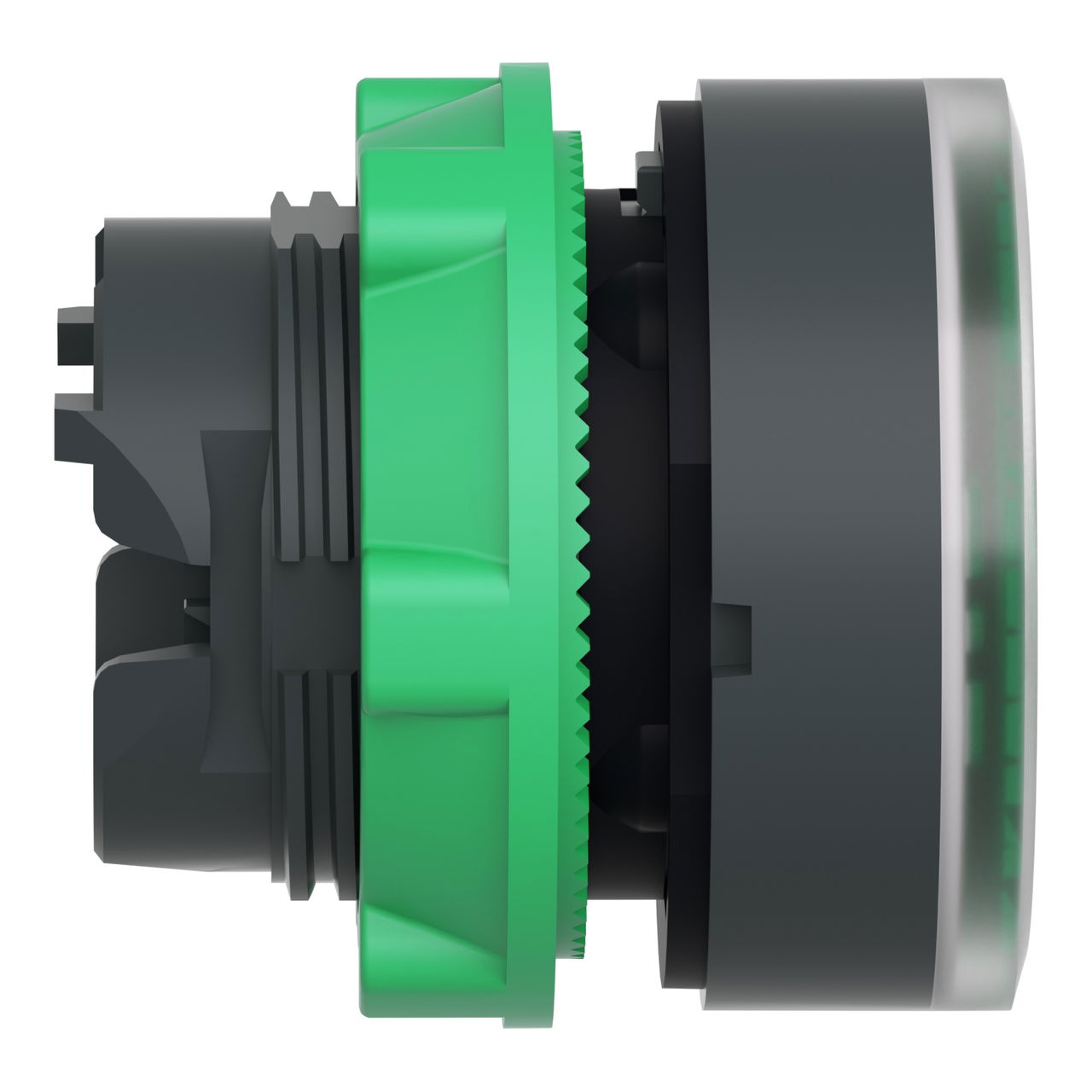 Head for illuminated push button, Harmony XB5, plastic, green flush, 22mm, universal LED, for insetion of legend – Image 6 of 9