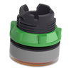 Head for illuminated push button, Harmony XB5, grey bezel, yellow flush, 22mm, universal LED, push-push