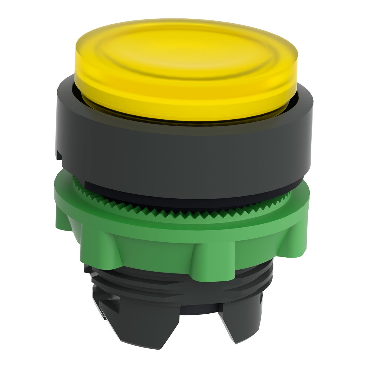 Head for illuminated push button, Harmony XB5, plastic, yellow projecting, 22mm, universal LED, grooved lens – Image 3 of 7