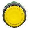 Head for illuminated push button, Harmony XB5, plastic, yellow projecting, 22mm, universal LED, push-push, unmarked