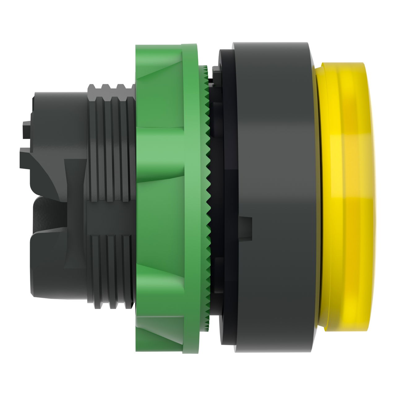 Head for illuminated push button, Harmony XB5, plastic, yellow projecting, 22mm, universal LED, grooved lens – Image 6 of 7