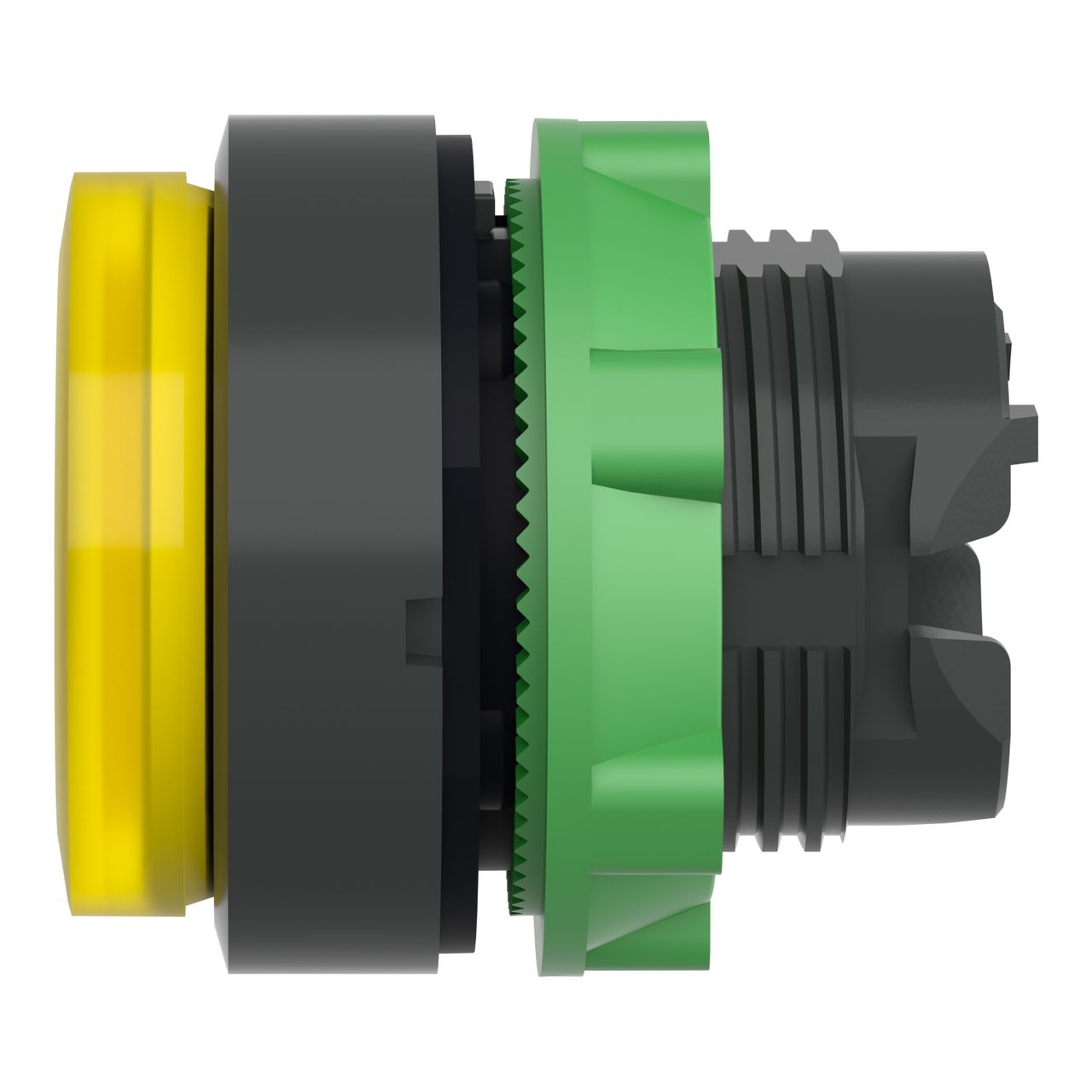 Head for illuminated push button, Harmony XB5, plastic, yellow projecting, 22mm, universal LED, grooved lens – Image 7 of 7