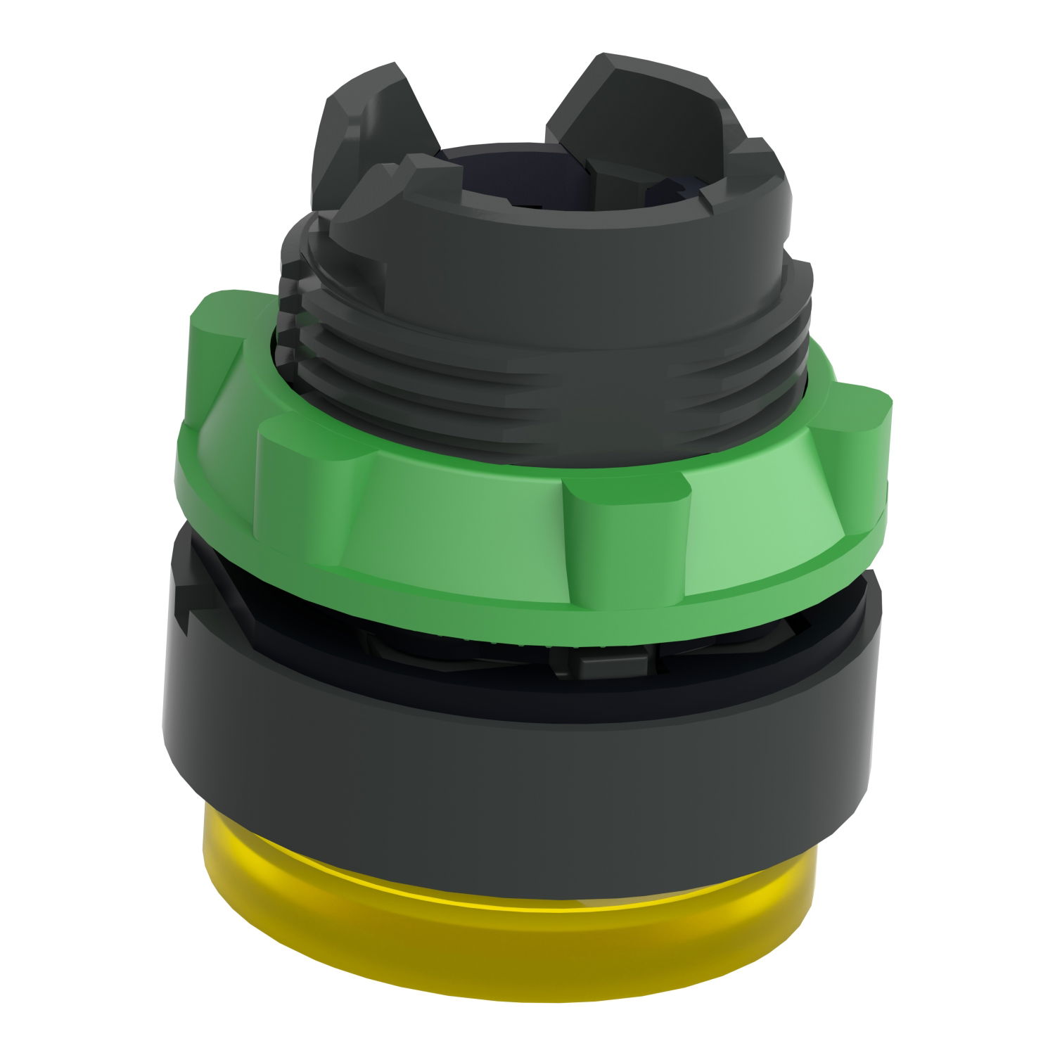 Head for illuminated push button, Harmony XB5, plastic, yellow projecting, 22mm, universal LED, grooved lens – Image 5 of 7