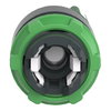 Head for illuminated selector switch, Harmony XB5, Harmony XALF, grey plastic, green handle, 22mm, universal LED, 2 positions