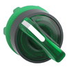 Head for illuminated selector switch, Harmony XB5, Harmony XALF, grey plastic, green handle, 22mm, universal LED, 2 positions