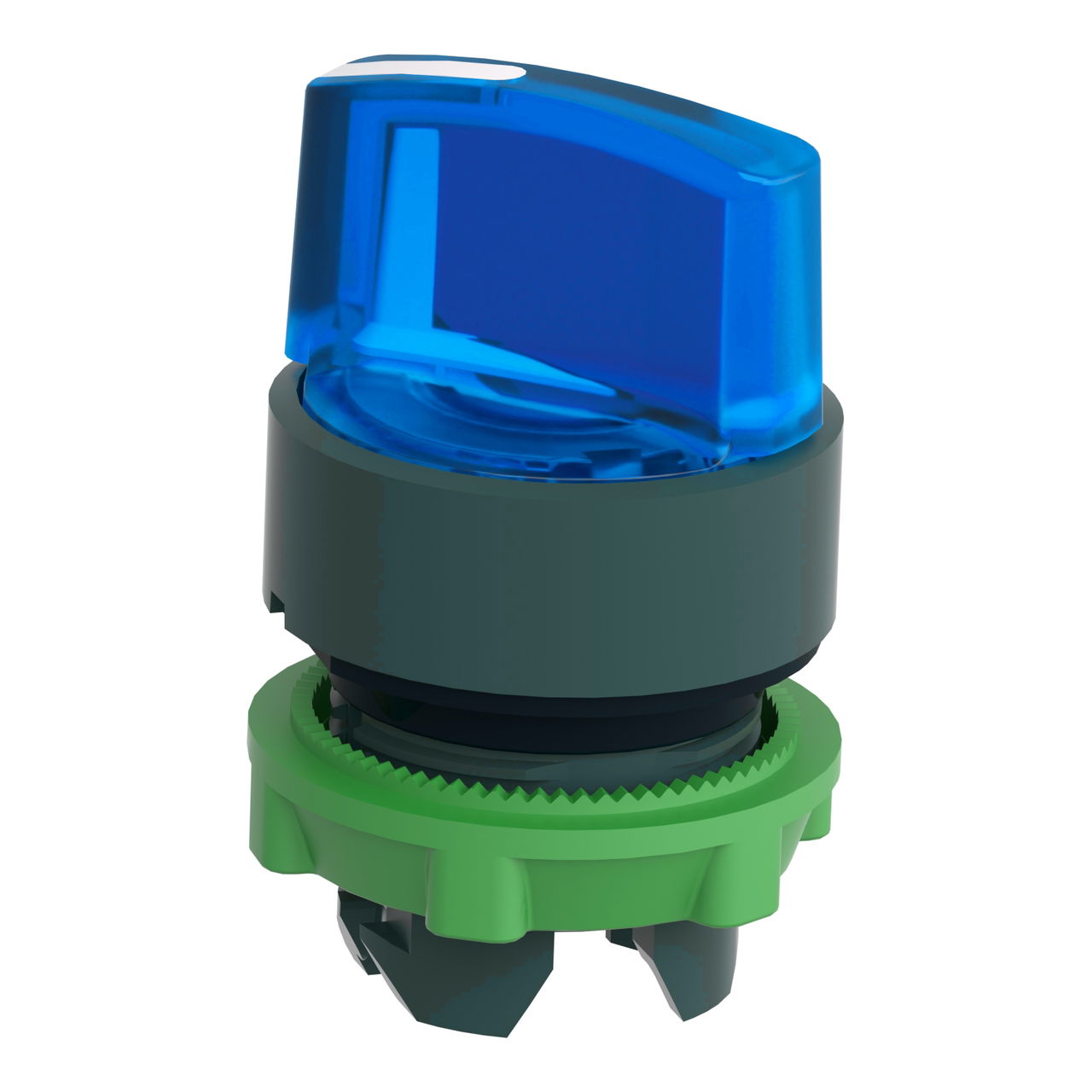Head for illuminated selector switch, Harmony XB5, dark grey plastic, blue handle, 22mm, universal LED, 2 positions – Image 3 of 9