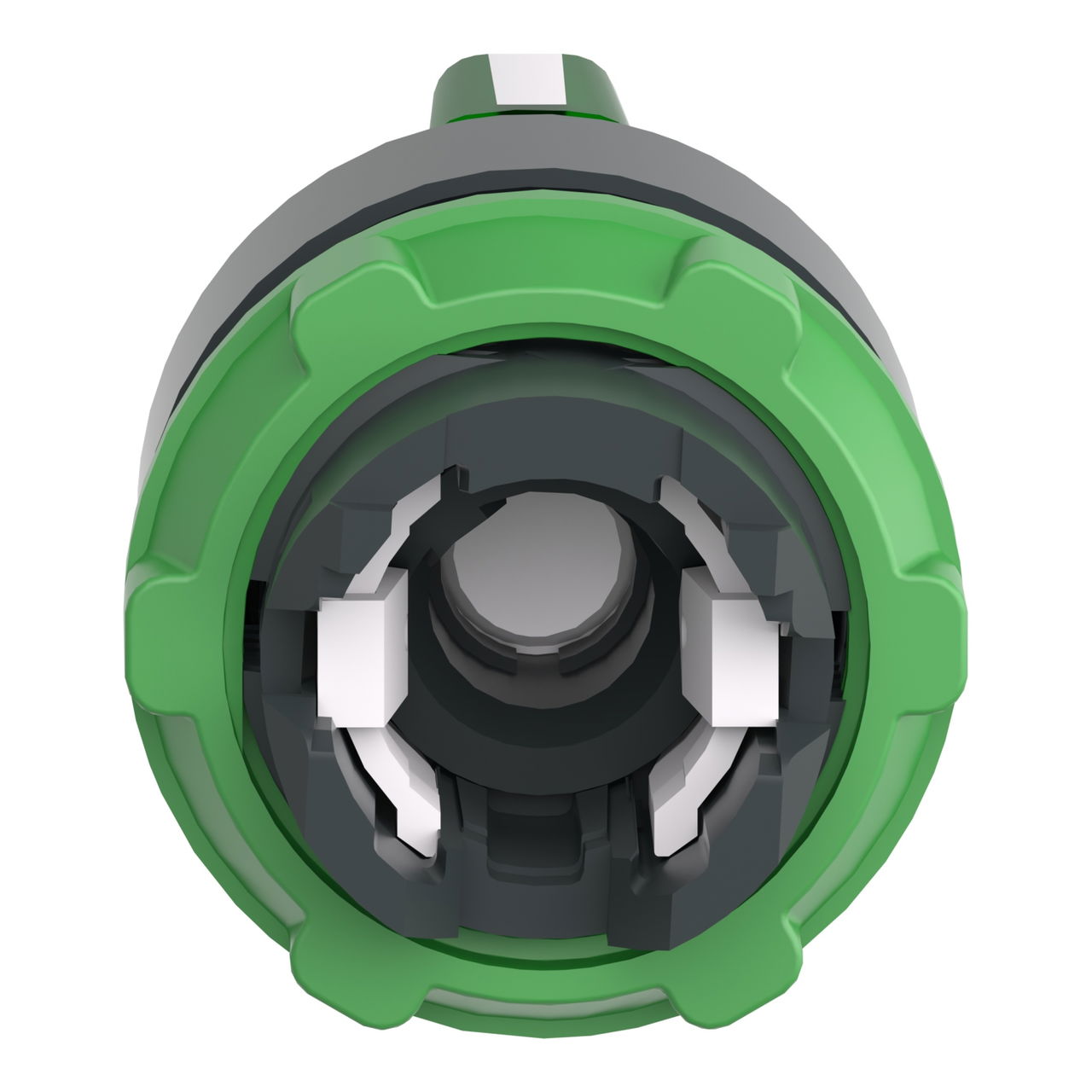 Head for illuminated selector switch, Harmony XB5, grey plastic, green handle, 22mm, universal LED, 3 positions, stay put – Image 2 of 9