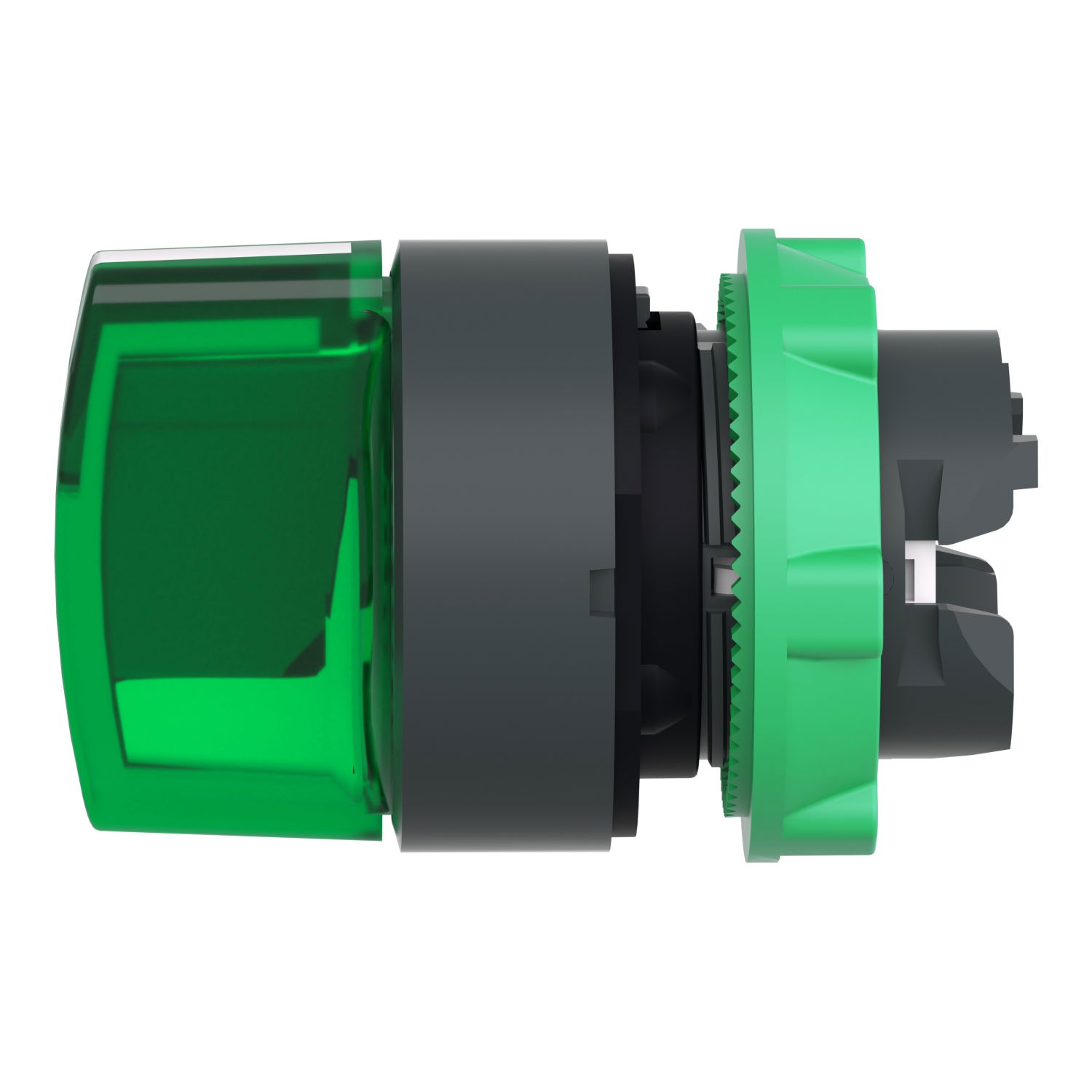 Head for illuminated selector switch, Harmony XB5, grey plastic, green handle, 22mm, universal LED, 3 positions, stay put – Image 7 of 9