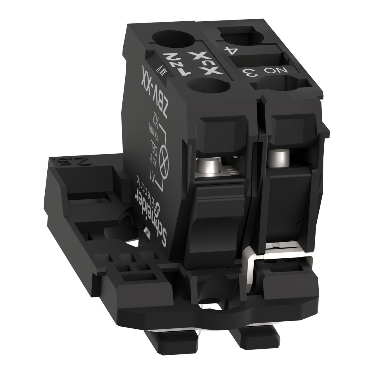 Complete body/contact assembly and light block, Harmony XB5, universal LED, 1NO, 230...240V – Image 5 of 8