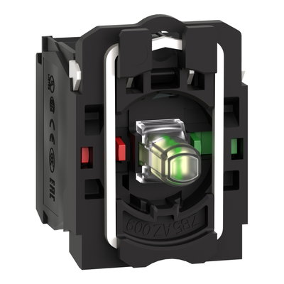 Complete body/contact assembly and light block, Harmony XB5, plastic, universal LED, body/fixing collar, 1NO + 1NC, 24V AC DC