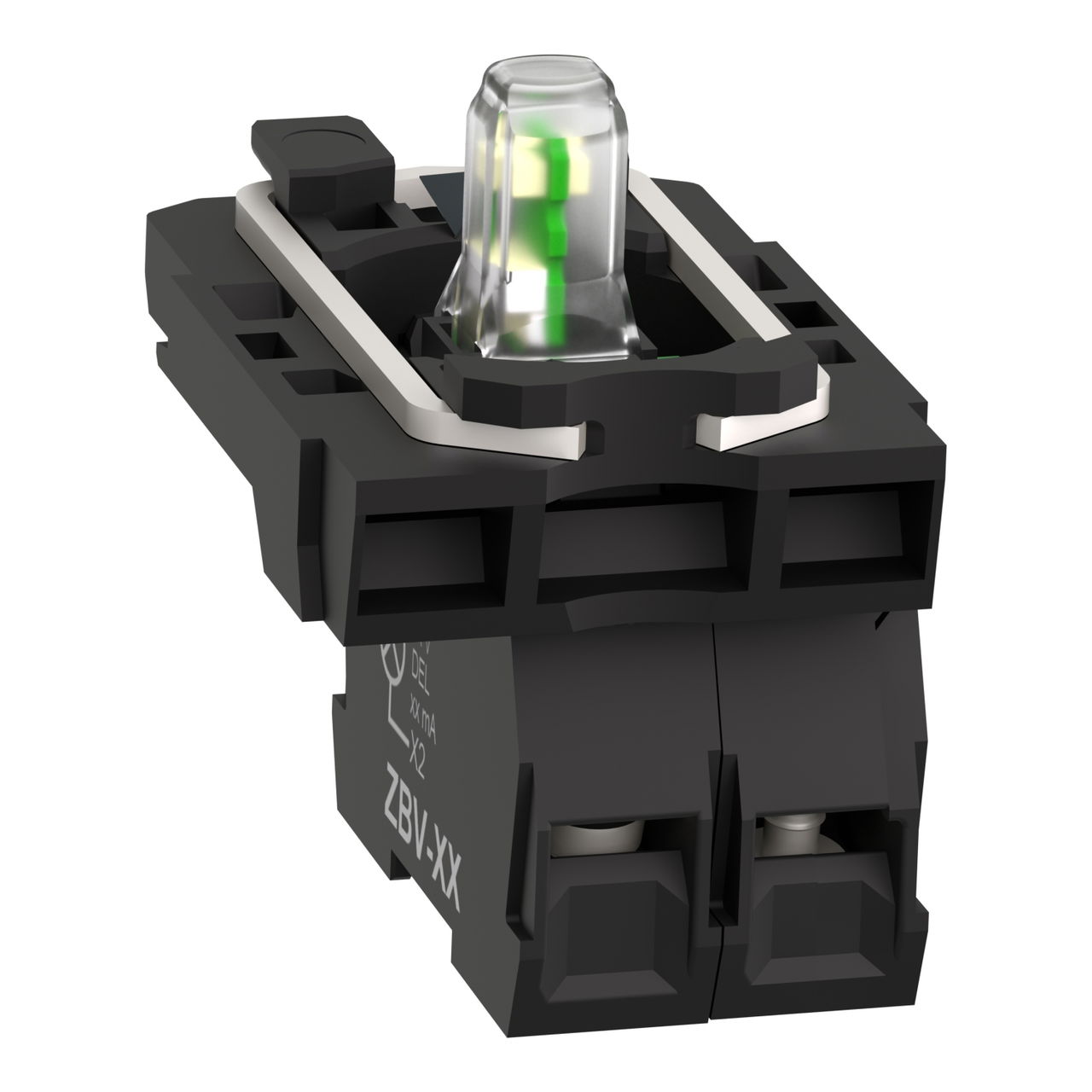 Complete body/contact assembly and light block, Harmony XB5, universal LED, 1NO, 230...240V – Image 3 of 8