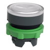 Head for illuminated push button, Harmony XB5, white flush, 22mm, universal LED, spring return, grooved lens, unmarked