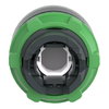 Head for illuminated push button, Harmony XB5, plastic, green flush, 22mm, universal LED, spring return, grooved lens