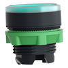 Green flush illuminated pushbutton head Ø22 spring return for BA9s bulb