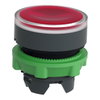 Head for illuminated push button, Harmony XB5, red flush, 22mm, universal LED, spring return, grooved lens, unmarked
