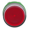 Head for illuminated push button, Harmony XB5, red flush, 22mm, universal LED, spring return, grooved lens, unmarked