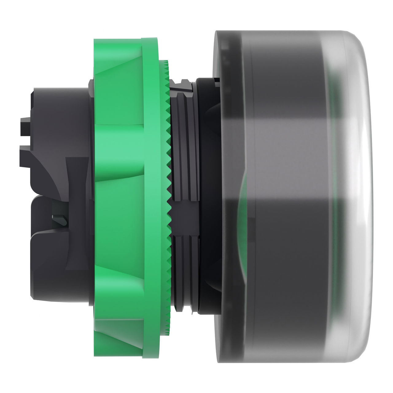 Head for illuminated push button, Harmony XB5, plastic, green flush, 22mm, universal LED, plain lens, clear boot – Image 6 of 9