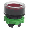 Head for illuminated push button, Harmony XB5, red flush, 22mm, universal LED, spring return, clear boot, unmarked