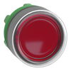 Head for illuminated push button, Harmony XB5, red flush, 22mm, universal LED, spring return, clear boot, unmarked