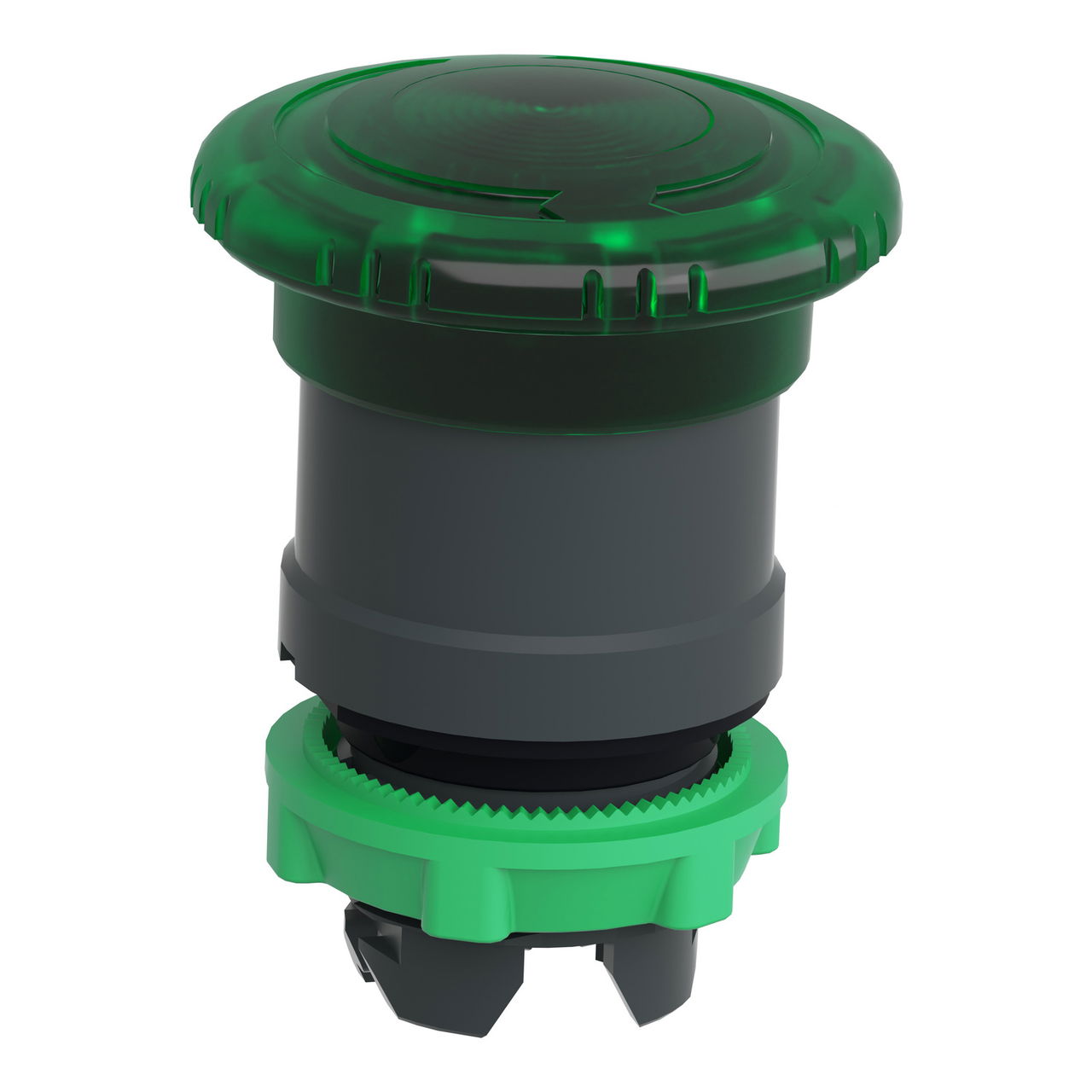 Head for illuminated push button, Harmony XB5, plastic, green mushroom 40mm, 22mm, latching turn to release, clear boot – Image 3 of 9