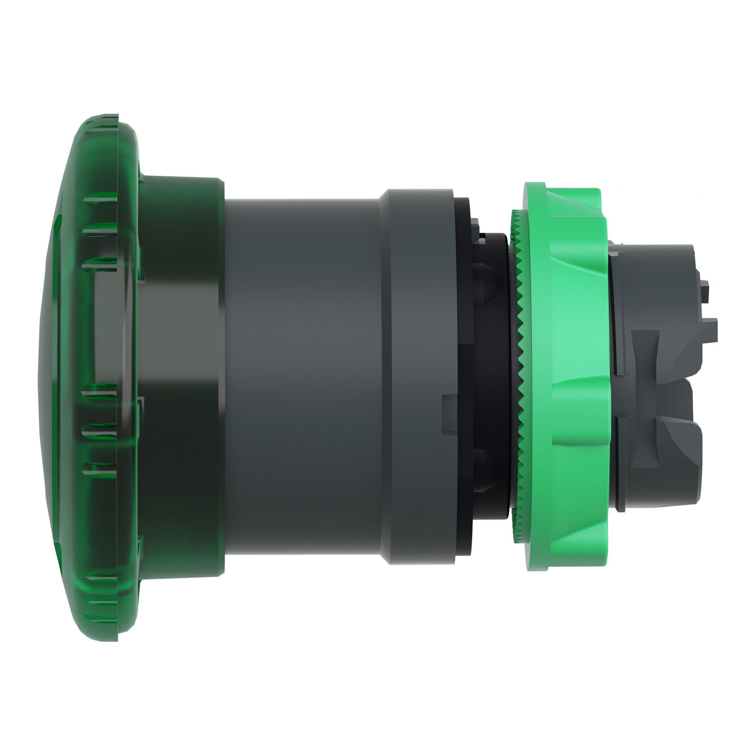 Head for illuminated push button, Harmony XB5, plastic, green mushroom 40mm, 22mm, latching turn to release, clear boot – Image 7 of 9