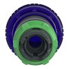 Head for illuminated push button, Harmony XB5, plastic, blue mushroom 40mm, 22mm, latching turn to release, clear boot