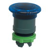 Head for illuminated push button, Harmony XB5, plastic, blue mushroom 40mm, 22mm, latching turn to release, clear boot