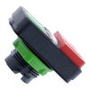 Illuminated double-headed push button head, plastic, Ø22, 1 green flush I + 1 pilot light + 1 red projecting O