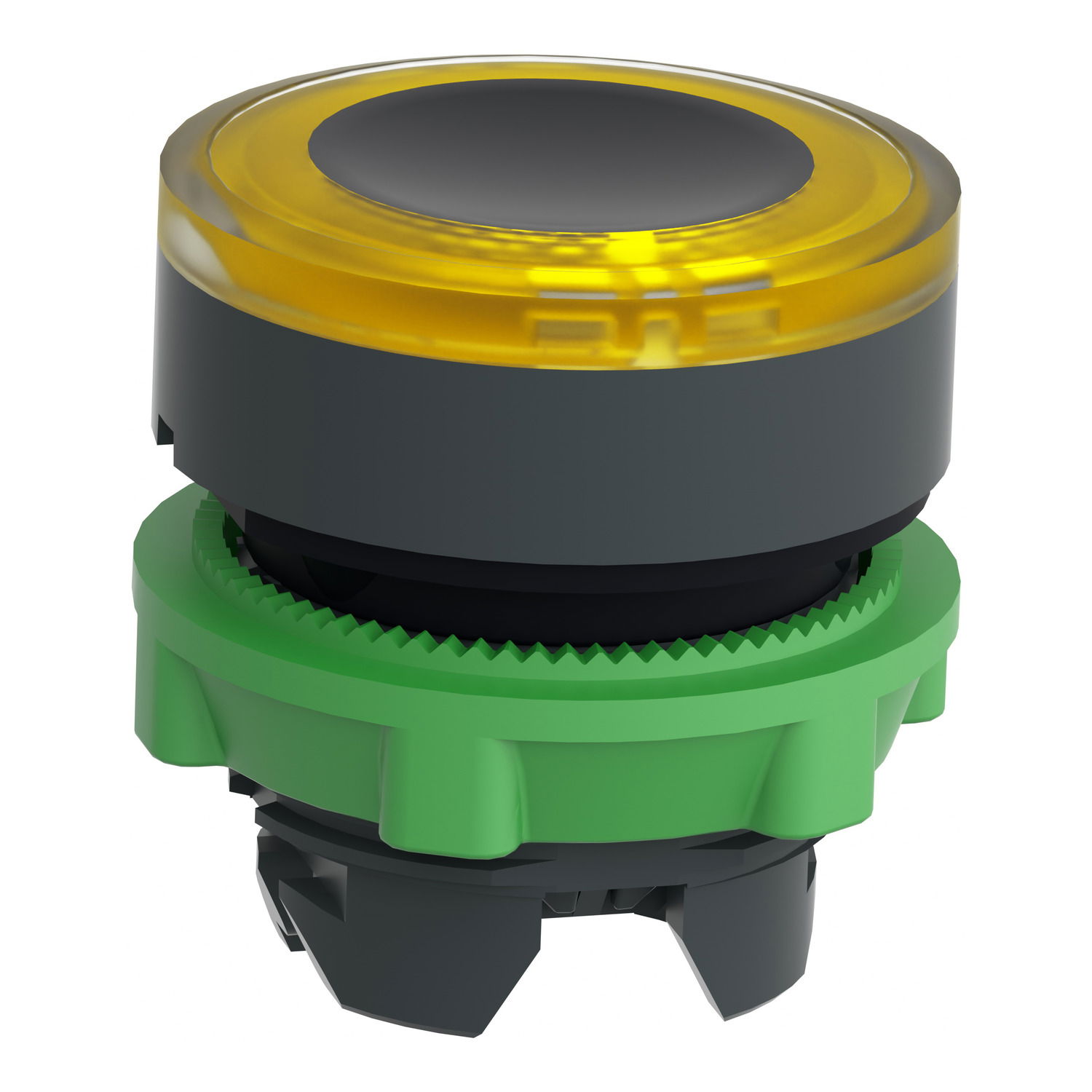 Head for illuminated push button, Harmony XB5, plastic, yellow flush, 22mm, universal LED, illuminated ring – Image 3 of 7