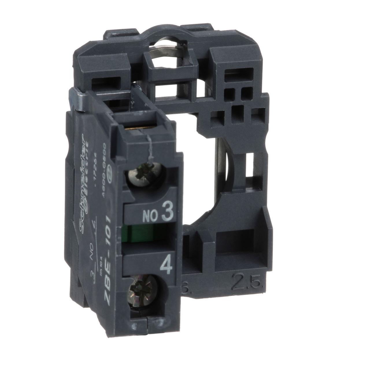 Single contact block with body/fixing collar, plastic, screw clamp terminal,1 NO – Image 3 of 7