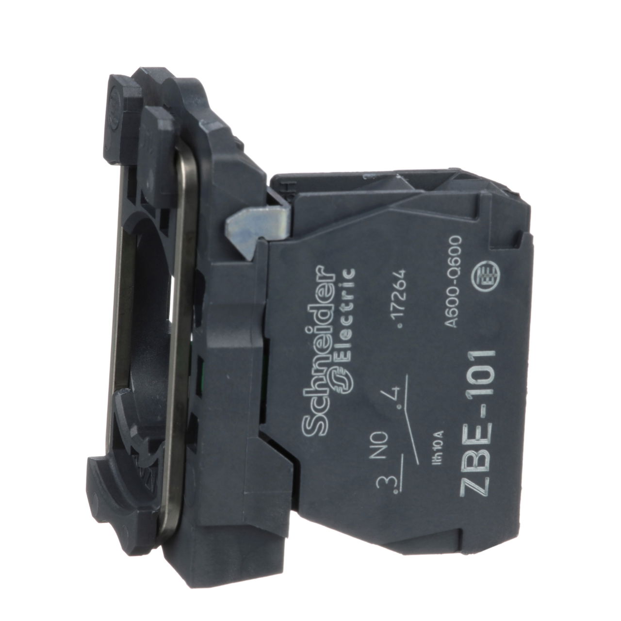 Single contact block with body/fixing collar, plastic, screw clamp terminal,1 NO