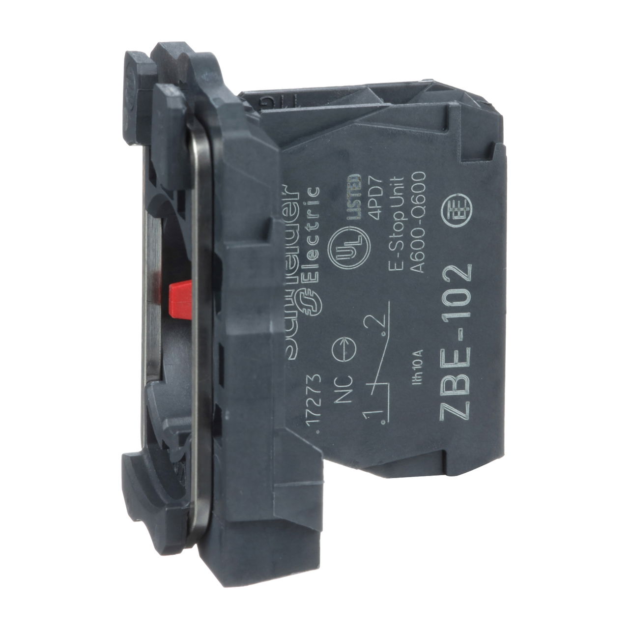 Single contact block with body/fixing collar, plastic, screw clamp terminal, 1 NC