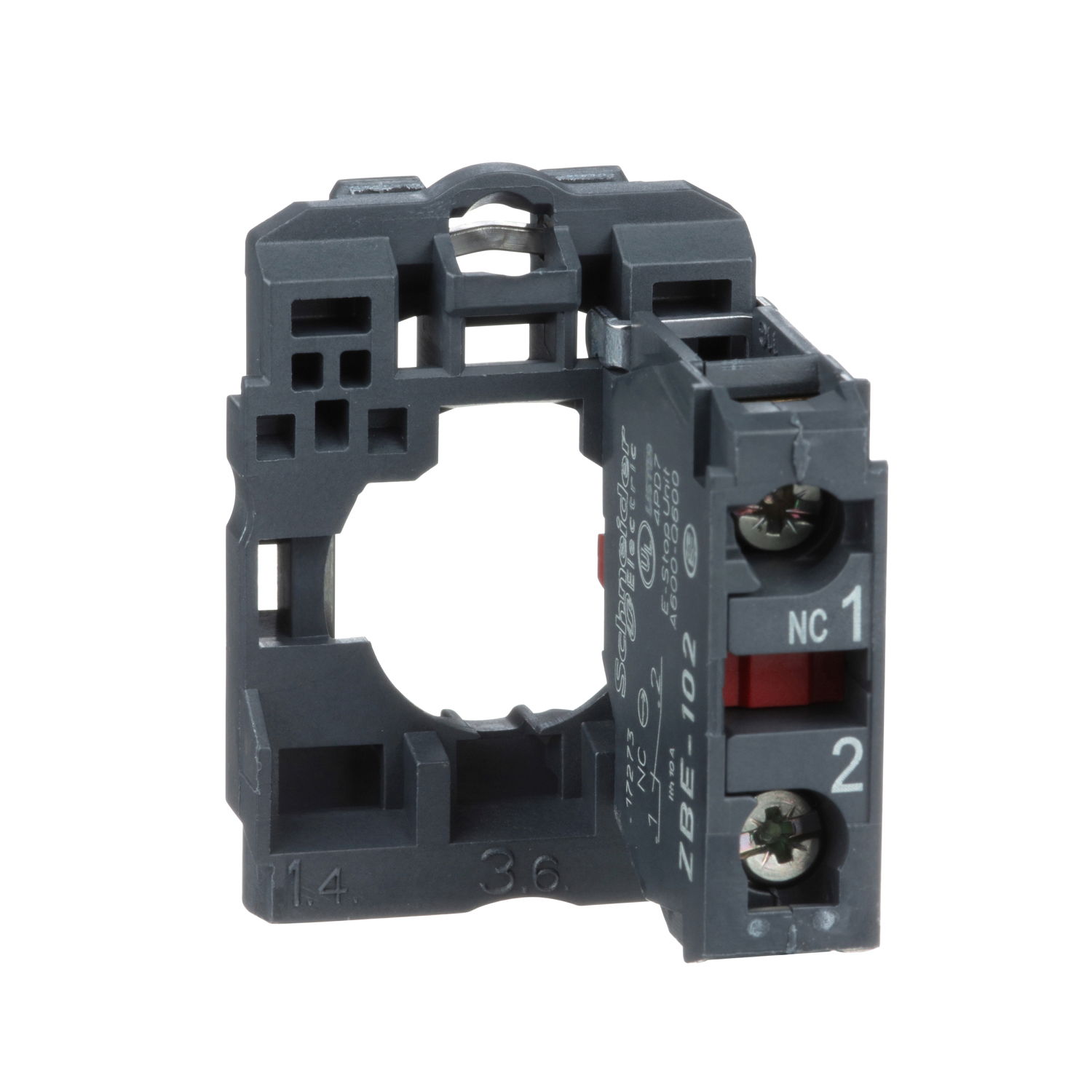 Single contact block with body/fixing collar, plastic, screw clamp terminal, 1 NC – Image 3 of 7