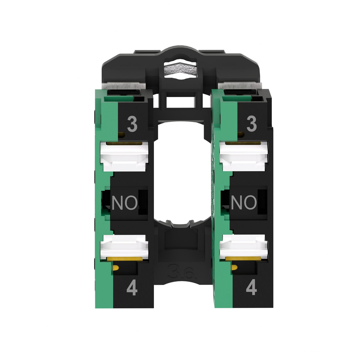Complete body contact assembly, Harmony XB5, single contact, with fixing collar, plastic, 2NO, compact push in terminals – Image 2 of 10