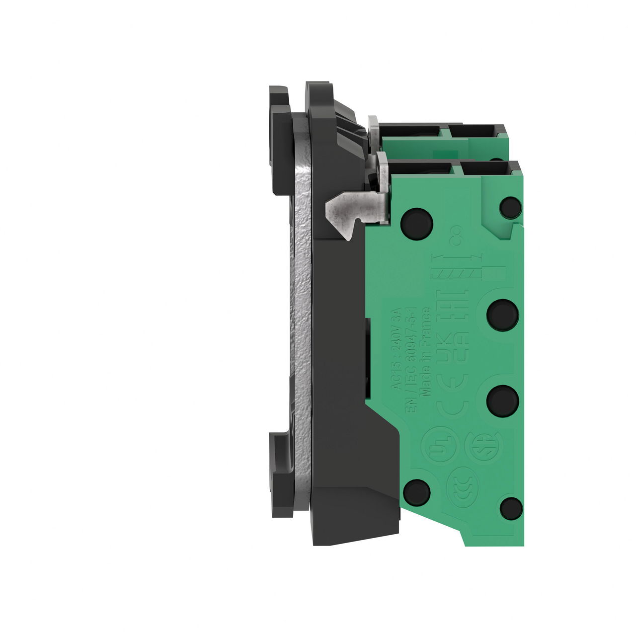 Complete body contact assembly, Harmony XB5, single contact, with fixing collar, plastic, 2NO, compact push in terminals – Image 7 of 10