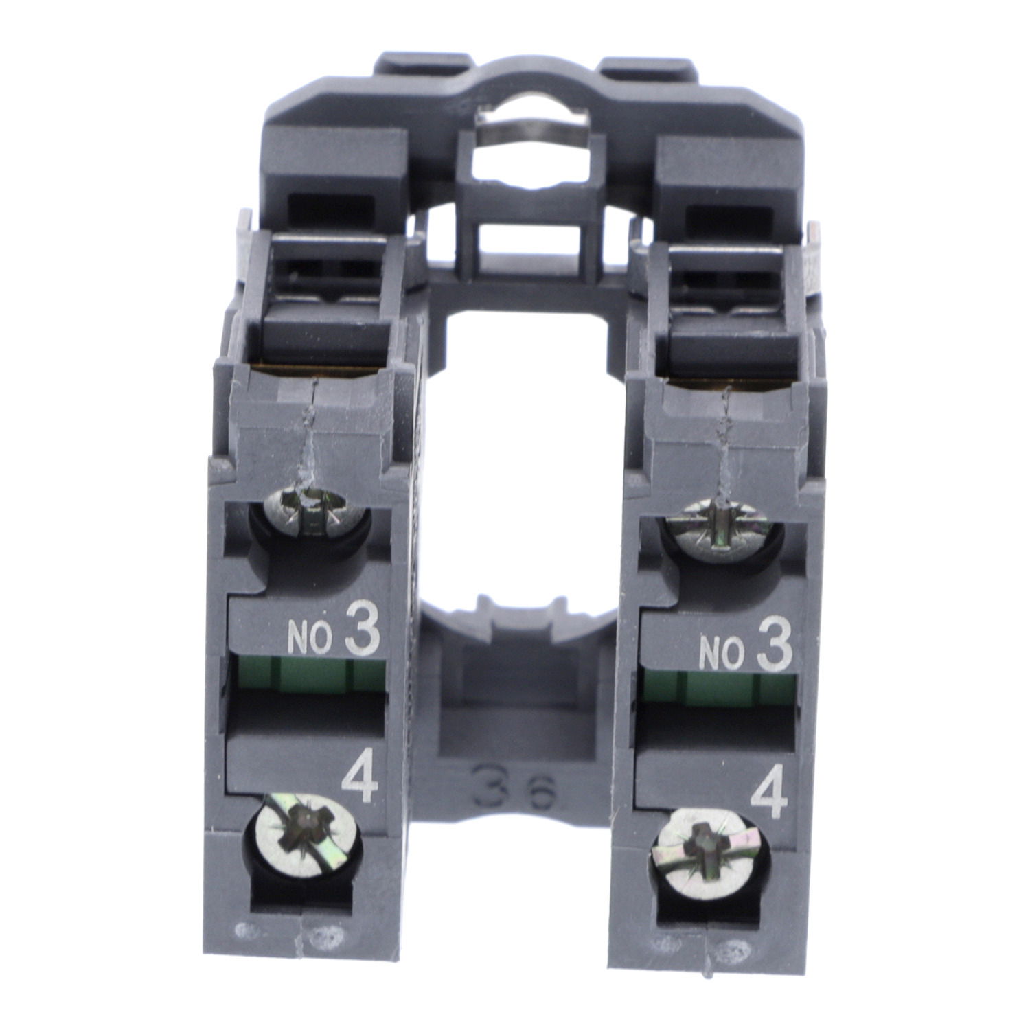 Single contact block with body/fixing collar, plastic, screw clamp terminal, 2 NO – Image 2 of 7