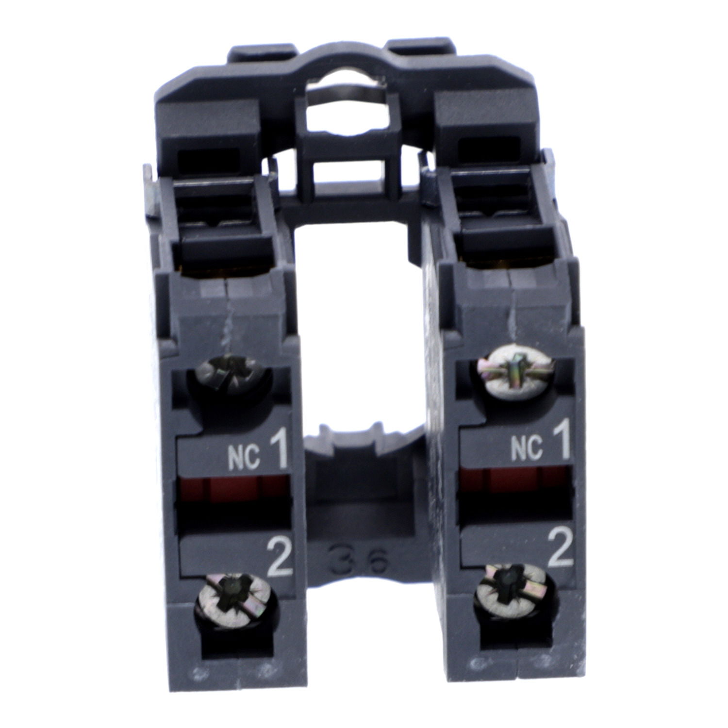 Single contact block with body/fixing collar, plastic, screw clamp terminal, 2 NC – Image 2 of 7