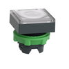 Head for illuminated push button, Harmony XB5, plastic, white square flush, 22mm, universal LED, for insertion of legend