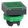Head for illuminated push button, Harmony XB5, green square square flush, 22mm, universal LED, for insertion of legend