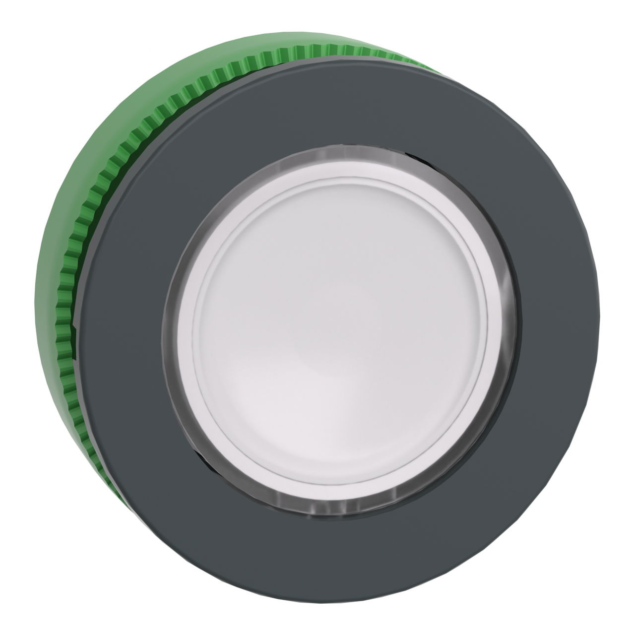 Head for illuminated push button, Harmony XB5, antimicrobial, plastic, white flush mounted, 30mm, universal LED,