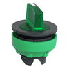 Head for illuminated selector switch, Harmony XB5, plastic, green handle, universal LED, 3 positions, right to center