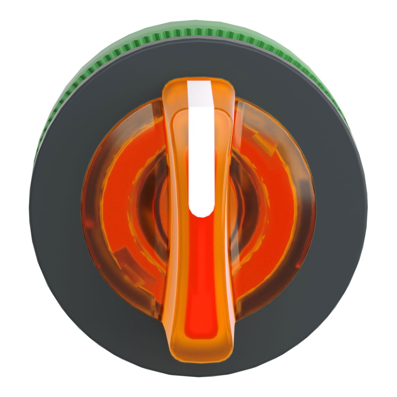 Head for illuminated selector switch, Harmony XB5, plastic, orange handle, universal LED, 3 positions, to center – Image 4 of 7