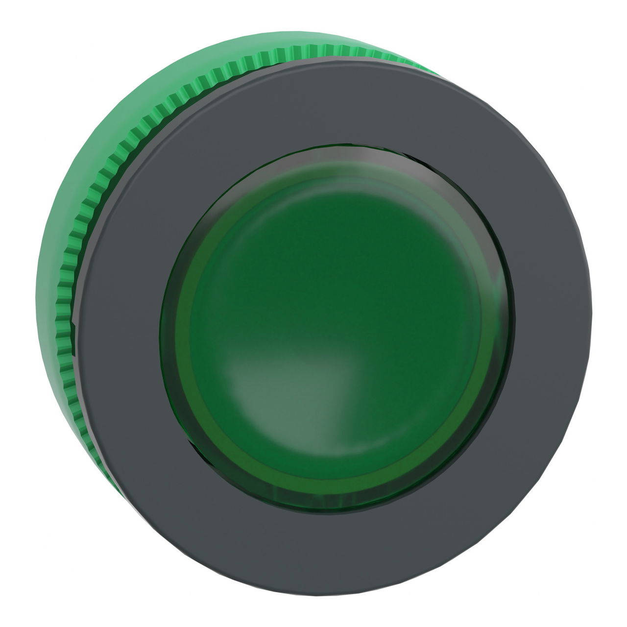 Head for pilot light, Harmony XB5, antimicrobial, plastic, green, 30mm, universal LED, plain lens