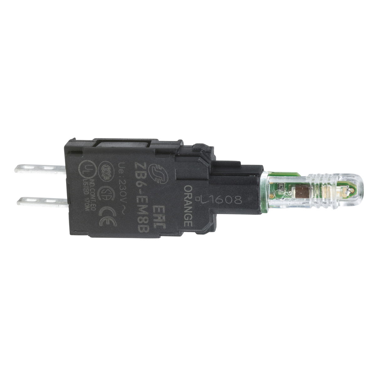 Orange light block with body/fixing collar with integral LED 230...240V